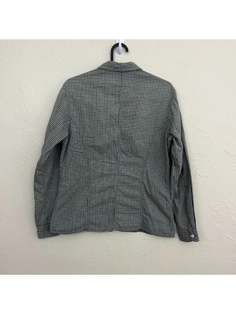 vintage ll bean blue brown cotton plaid essential basic button up shirt - Picture 5 of 8